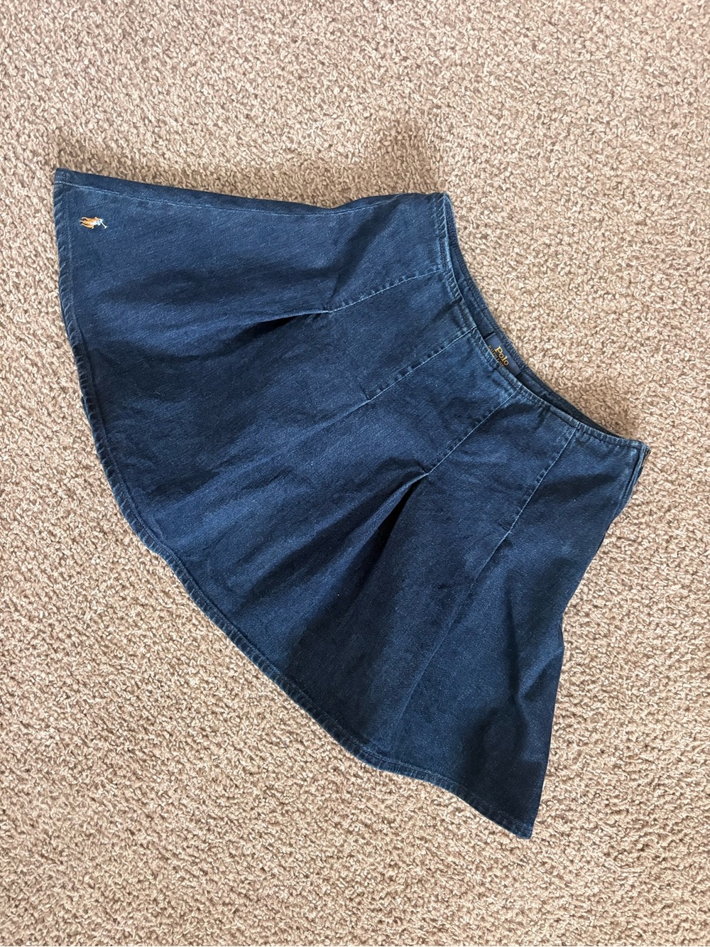 Ralph Lauren Dark Blue Denim Pleated Flare Skirt